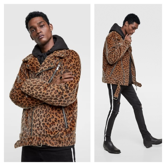 zara leopard print biker jacket